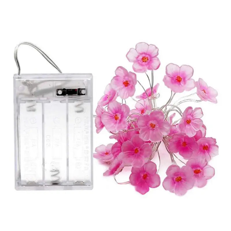 3M 30 LED Cherry Blossom String Lights - Pink Flower Battery-Powered Fairy Lamps for Christmas & Outdoor Decor