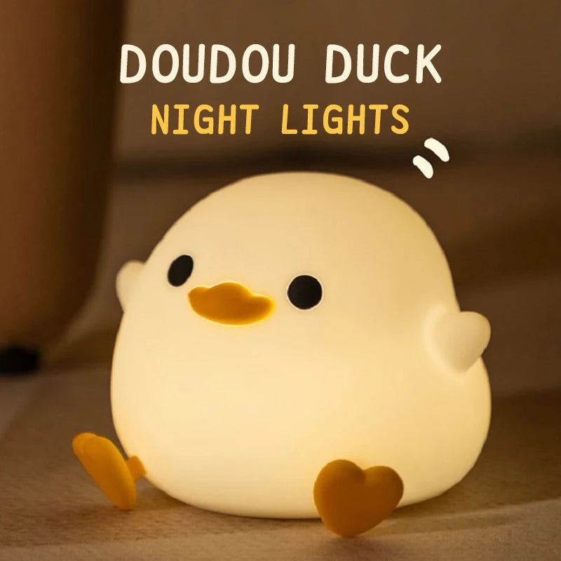 Doudou Duck Night Light - Soft Silicone USB Rechargeable Lamp for Kids & Room Décor