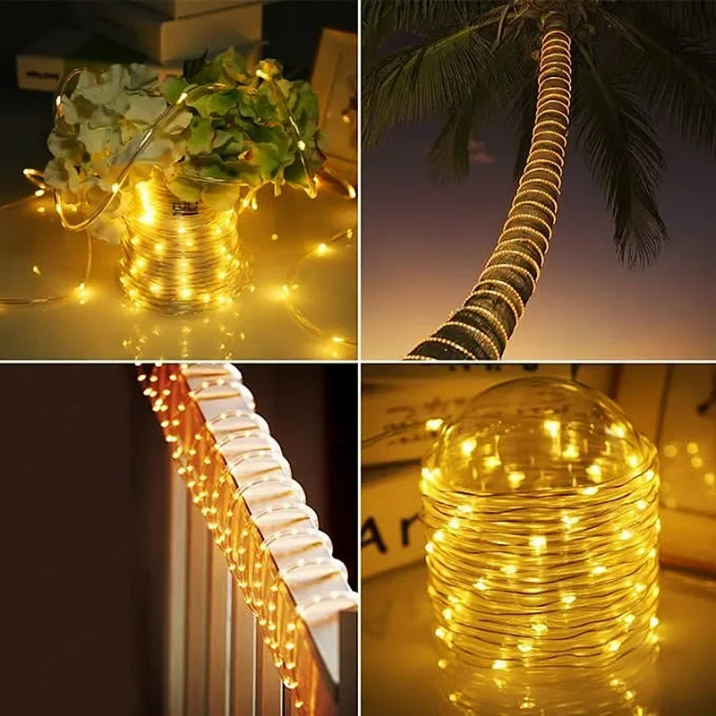 30M 300 LED Solar Rope Light - Outdoor Waterproof Fairy Lights for Christmas & Garden Decor