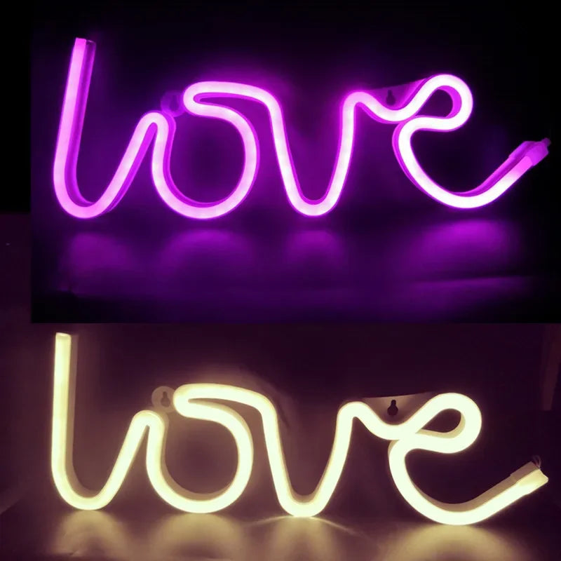 Christmas LED Neon Light Moon, Star, Heart, USB/Battery-Powered Night Light for Holiday, Party Decor