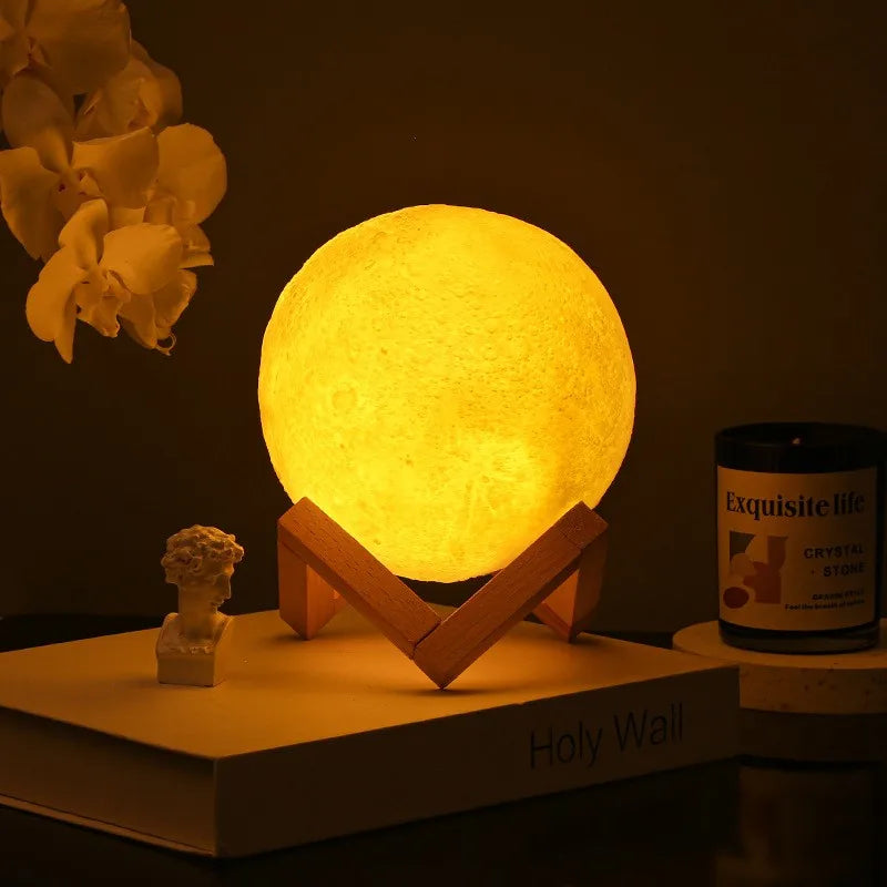 8 cm DIY Planet Lamp – Moon Galaxy Night Light with Stand for Art, Gifts, and Home Decoration