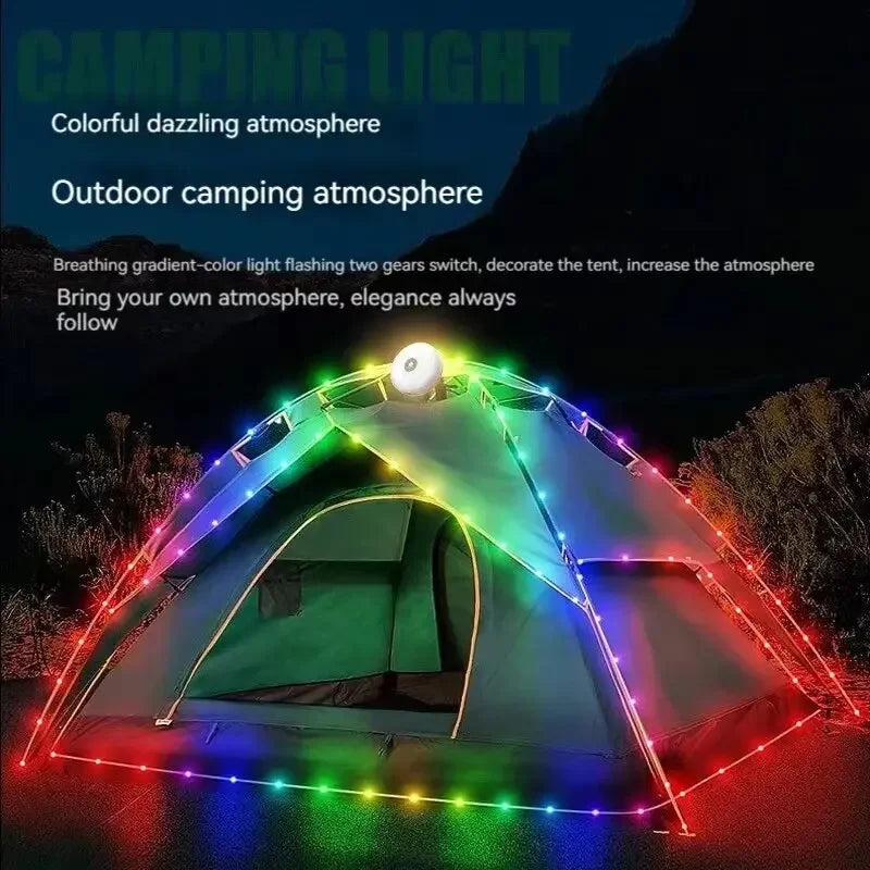 10M Waterproof LED Camping Light Strip – Rechargeable Flexible Neon Belt for Outdoor Garden and Tent Décor