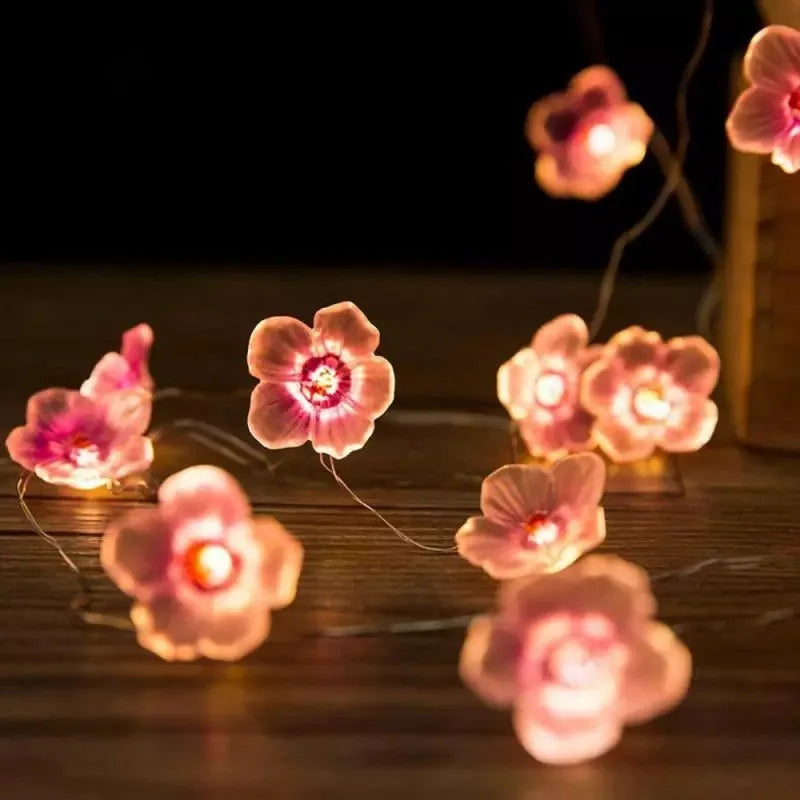 3M 30 LED Cherry Blossom String Lights - Pink Flower Battery-Powered Fairy Lamps for Christmas & Outdoor Decor