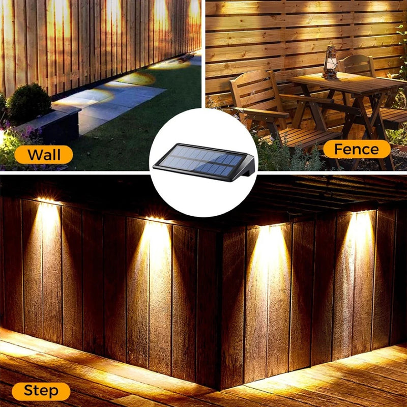 2-Pack Solar Wall Lights - Outdoor Waterproof LED Fence & Deck Lights for Yard and Pathway