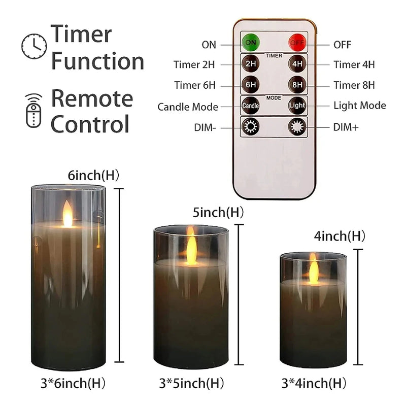 3pcs LED Flameless Candles with Flickering Light and Remote Control – Perfect for Weddings & Home Decor