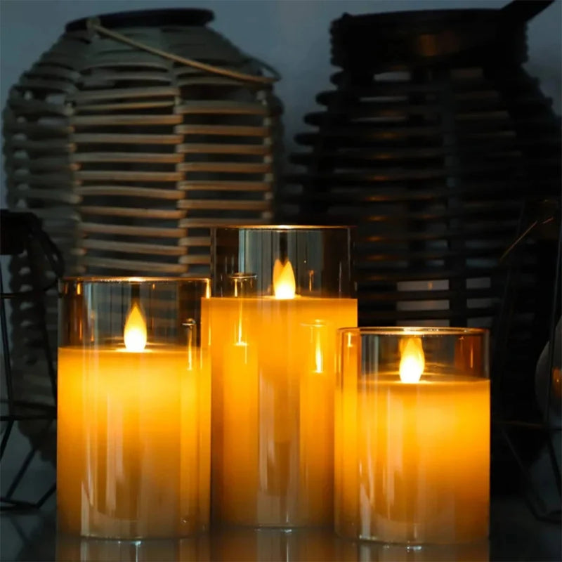 3pcs LED Flameless Candles with Flickering Light and Remote Control – Perfect for Weddings & Home Decor