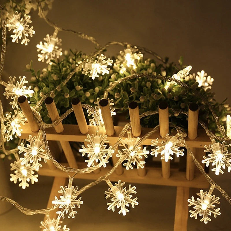 1/3/6M Snowflake LED Fairy Lights - Battery/USB Powered Copper Wire Garland for Holidays & Weddings