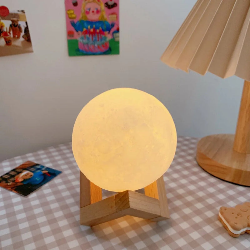 8 cm DIY Planet Lamp – Moon Galaxy Night Light with Stand for Art, Gifts, and Home Decoration