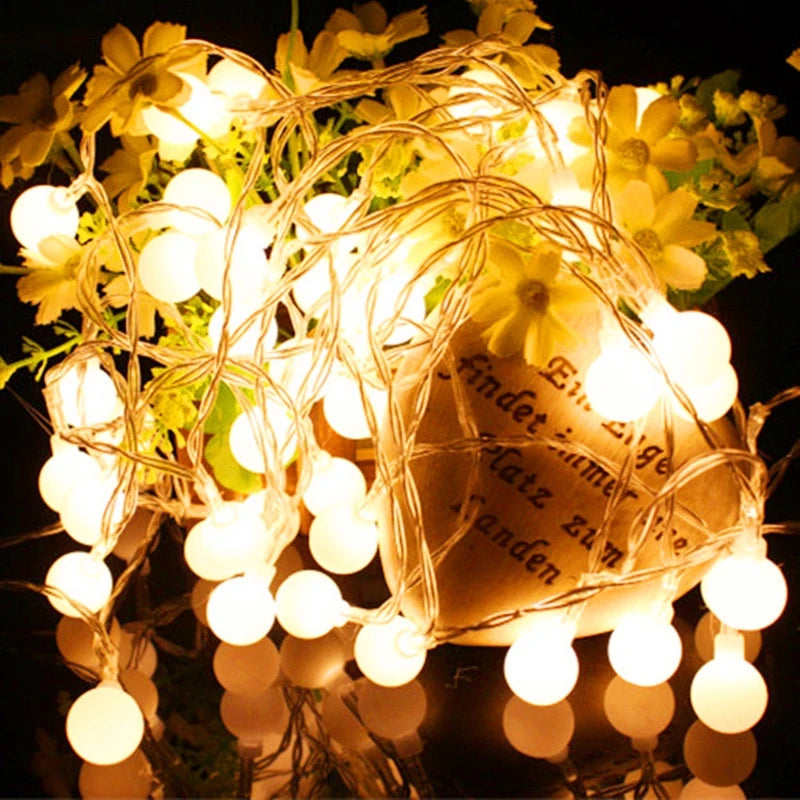 10M LED String Lights - USB/Battery Powered Ball Garland for Weddings, Gardens, Holidays & Parties