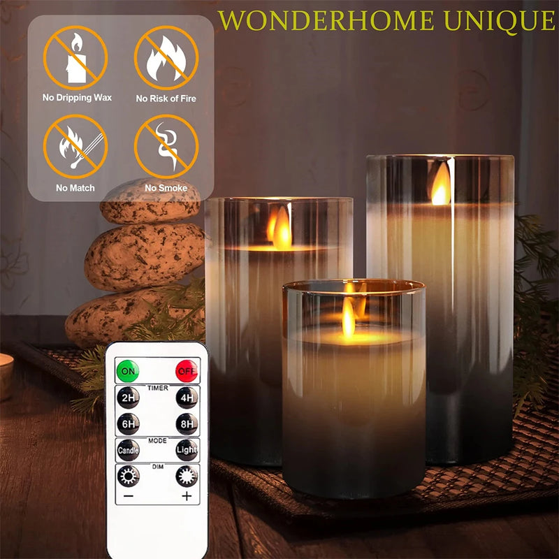 3pcs LED Flameless Candles with Flickering Light and Remote Control – Perfect for Weddings & Home Decor