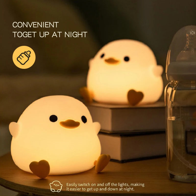 Doudou Duck Night Light - Soft Silicone USB Rechargeable Lamp for Kids & Room Décor