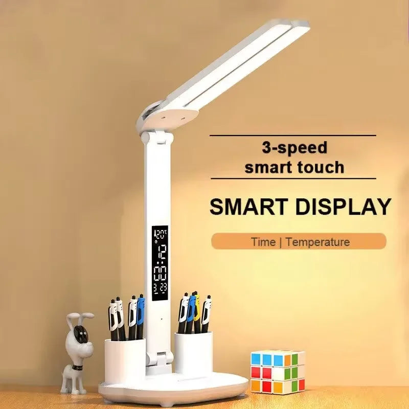 180° Rotatable LED Desk Lamp Rechargeable Dimmable Reading Light with USB Charging & Eye Protection