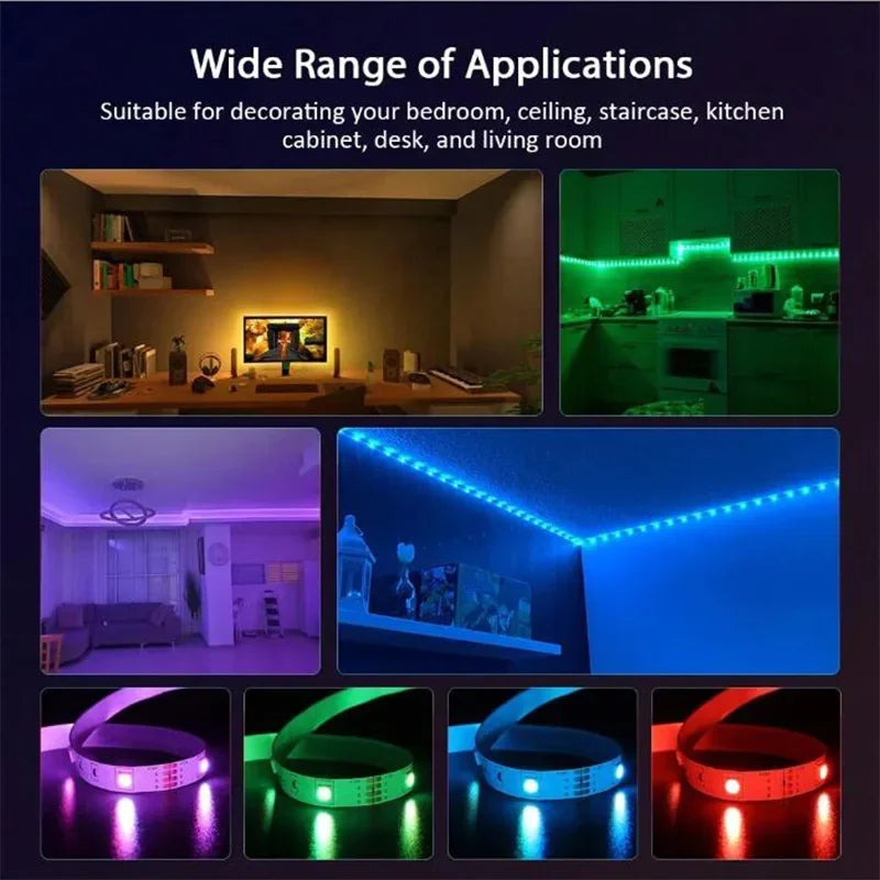 USB Bluetooth RGB LED Strip Lights 1M-30M - Colorful Lighting with Remote Control for Living Room