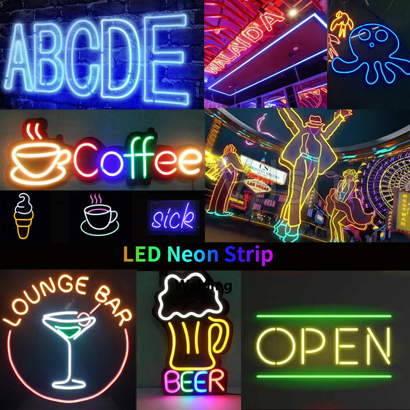 DC 12V LED Neon Strip Rope Lights - Flexible IP67 Waterproof Light for Home, Signs, and Decorations