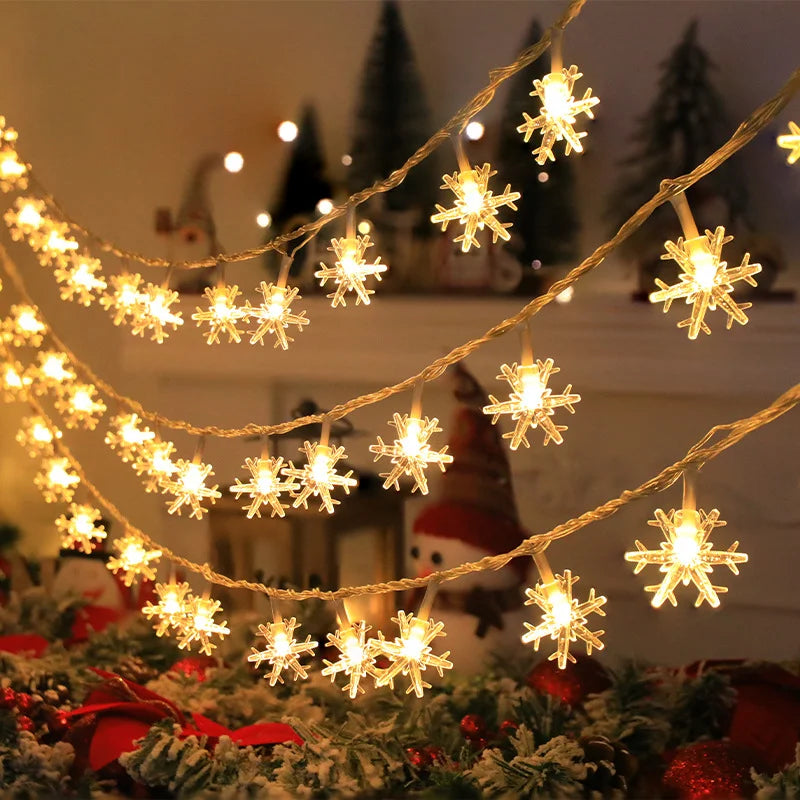 1/3/6M Snowflake LED Fairy Lights - Battery/USB Powered Copper Wire Garland for Holidays & Weddings