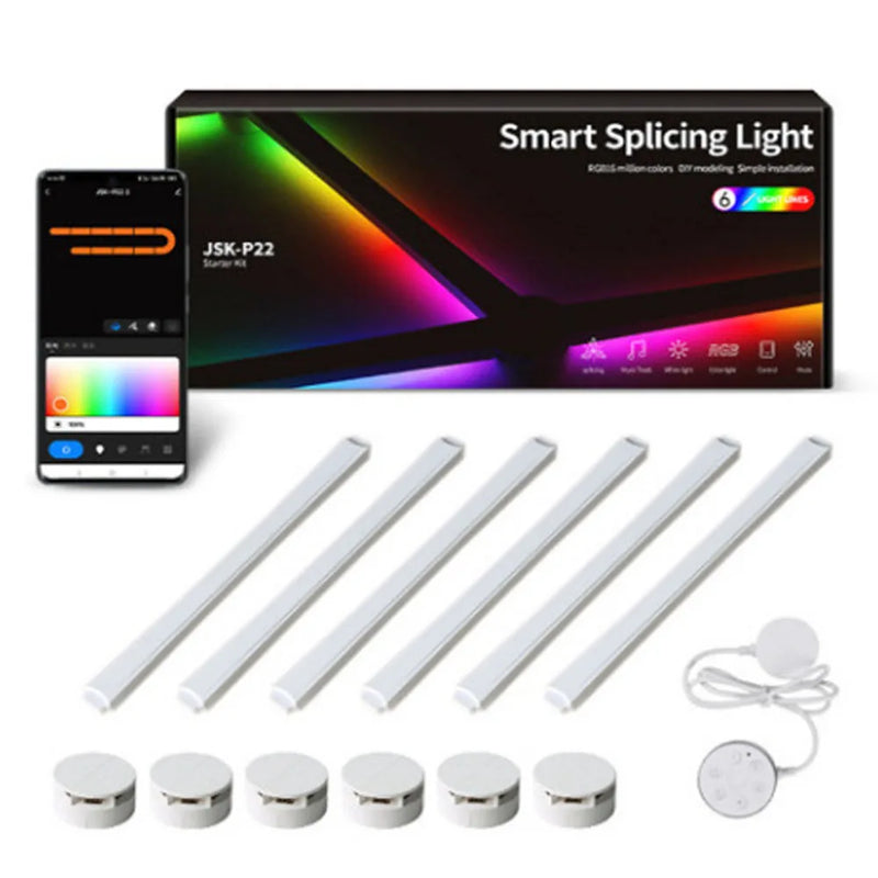 DIY RGB Splicing Light – Smart Atmosphere Wall Lamp with Voice Control for Esports, Bedroom & Bar