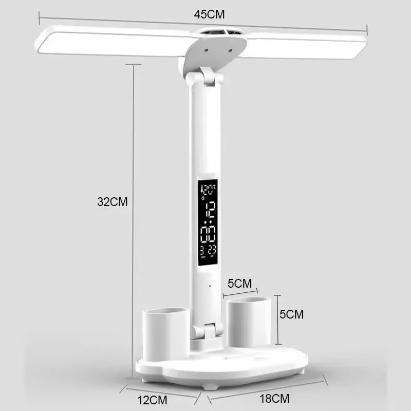 180° Rotatable LED Desk Lamp Rechargeable Dimmable Reading Light with USB Charging & Eye Protection