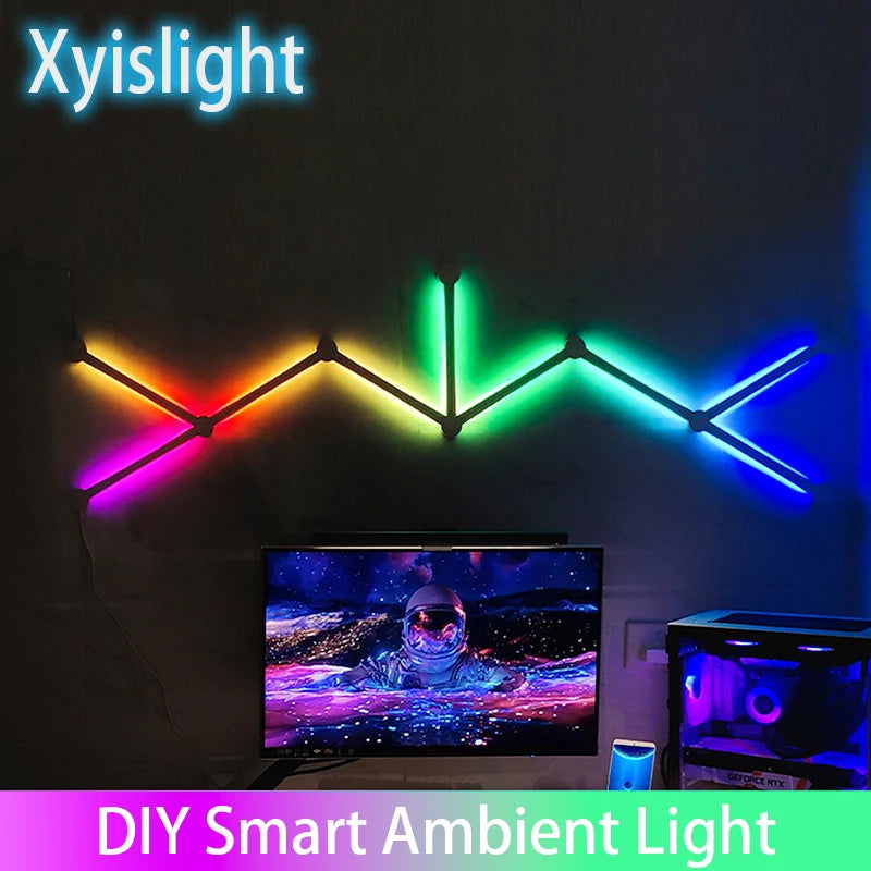 DIY RGB Splicing Light – Smart Atmosphere Wall Lamp with Voice Control for Esports, Bedroom & Bar