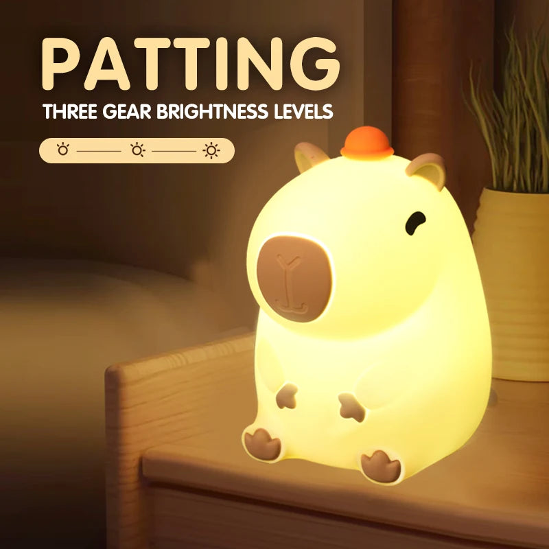 Capybara Night Light USB Rechargeable Silicone Touch Lamp for Kids & Adults