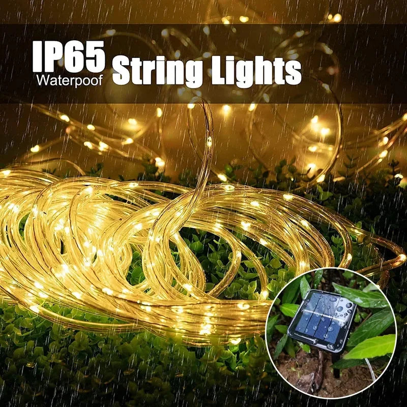 30M 300 LED Solar Rope Light - Outdoor Waterproof Fairy Lights for Christmas & Garden Decor