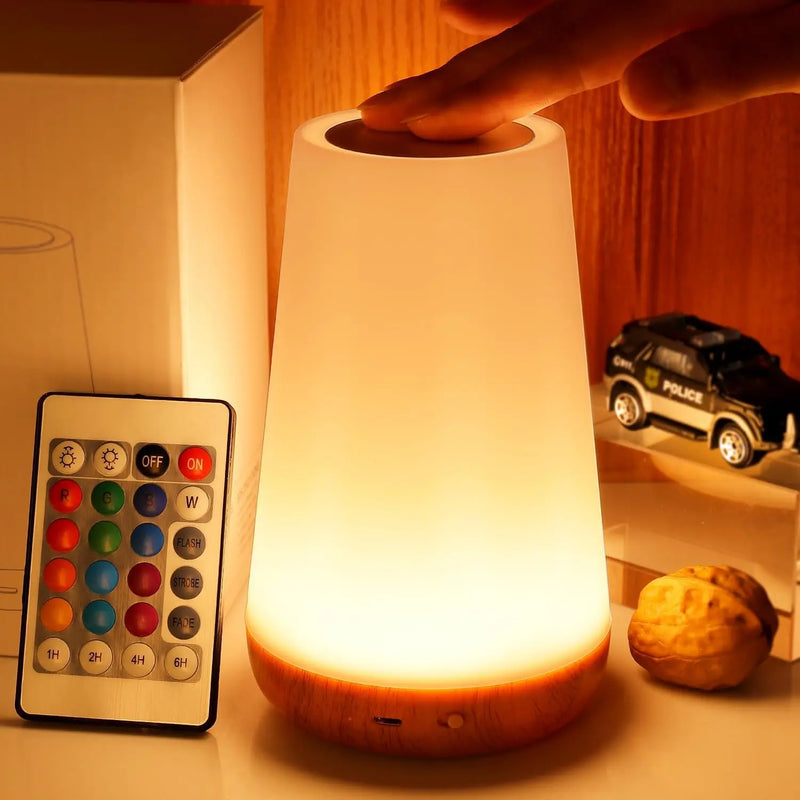 13-Colour RGB Night Light – Touch & Remote Control USB Rechargeable Bedside Lamp