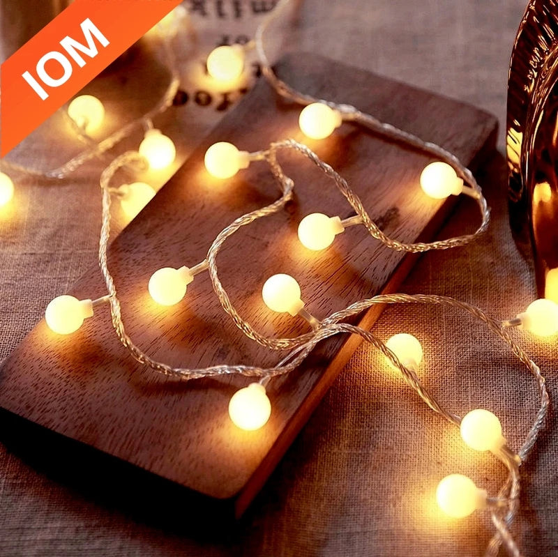 10M LED String Lights - USB/Battery Powered Ball Garland for Weddings, Gardens, Holidays & Parties